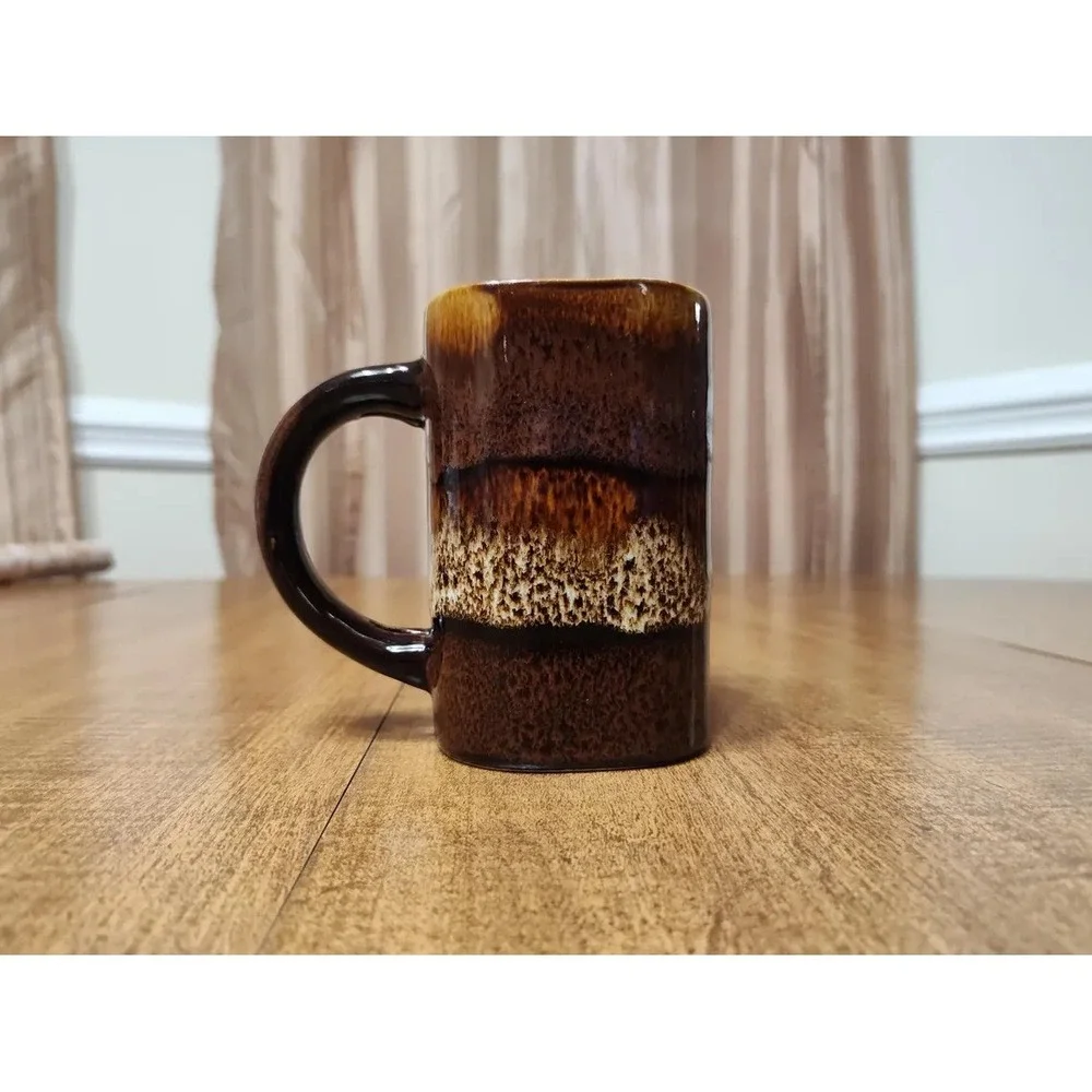 Vintage Earthy Brown Speckled Ceramic Mug Candle Hand-Poured Bay Rum Scent A42